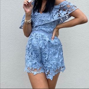 “The Room” light blue lace romper